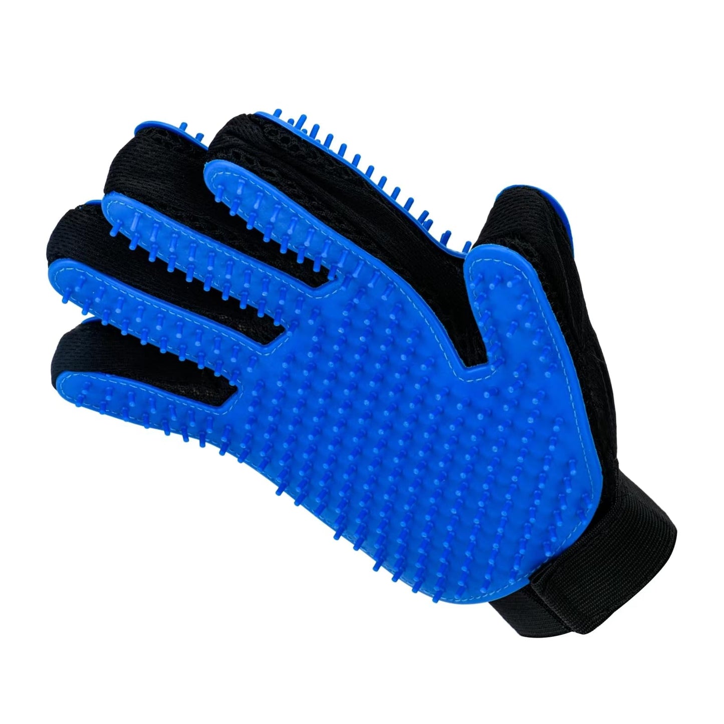 miaow Pet Grooming Glove Five Fingers with 259 Silicone NeedlesEffective in Removing Pet Floating Hair Double-Side Pet Grooming Design can be Worn on Both Hands-1 Piece(Blue)
